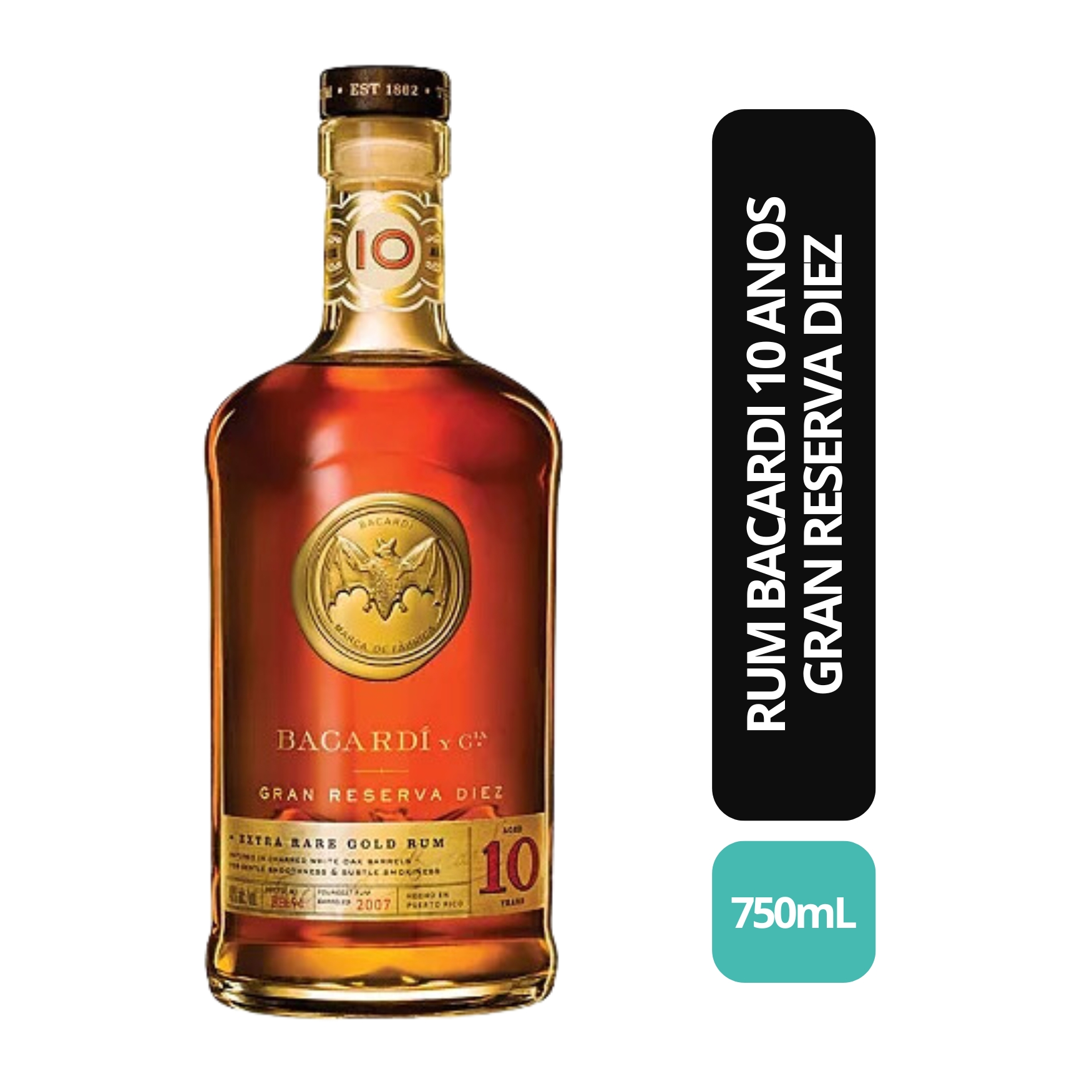 RUM BACARDI 10 ANOS 750ML