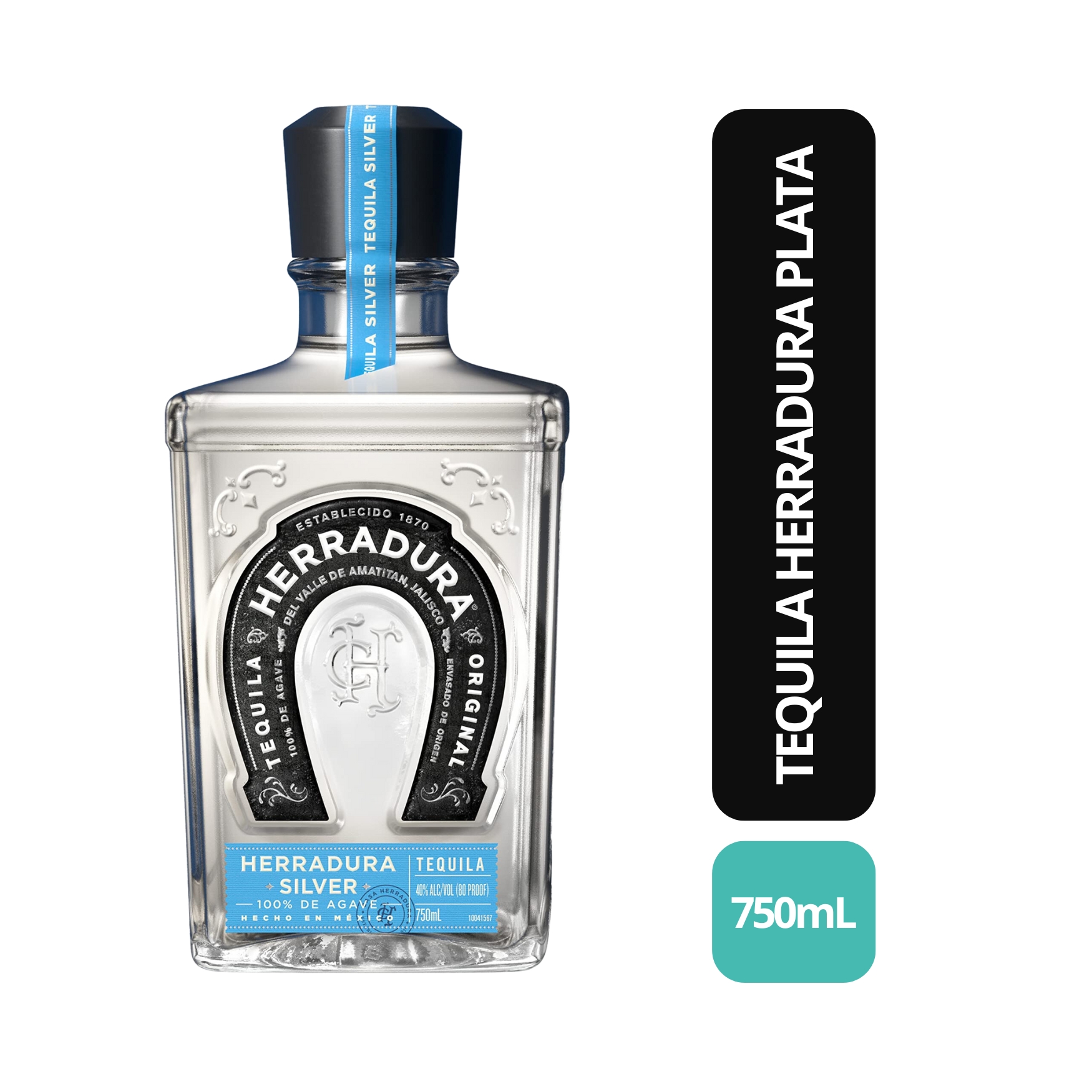 TEQUILA HERRADURA PLATA 750 ML