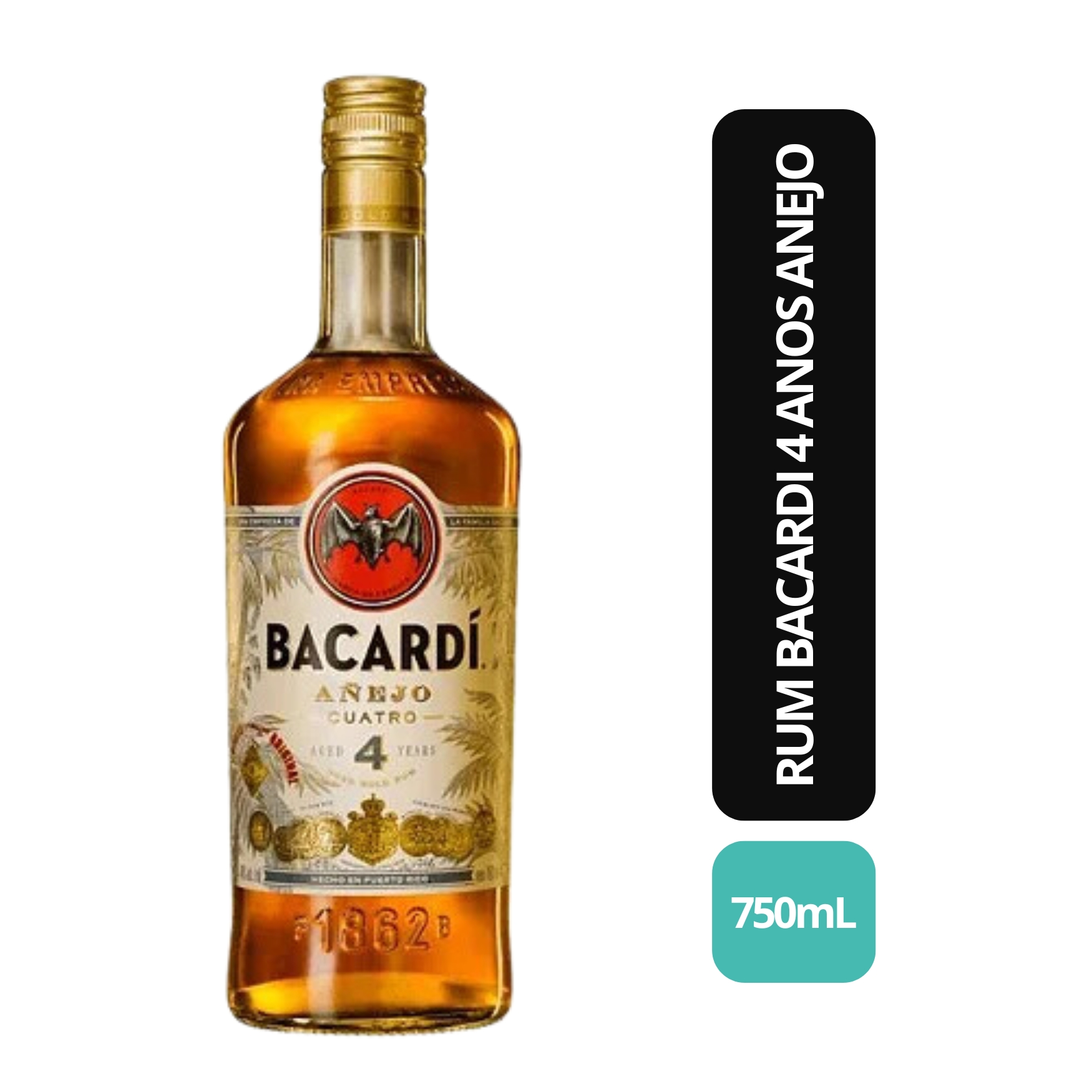 RUM BACARDI 4 ANOS 750ML